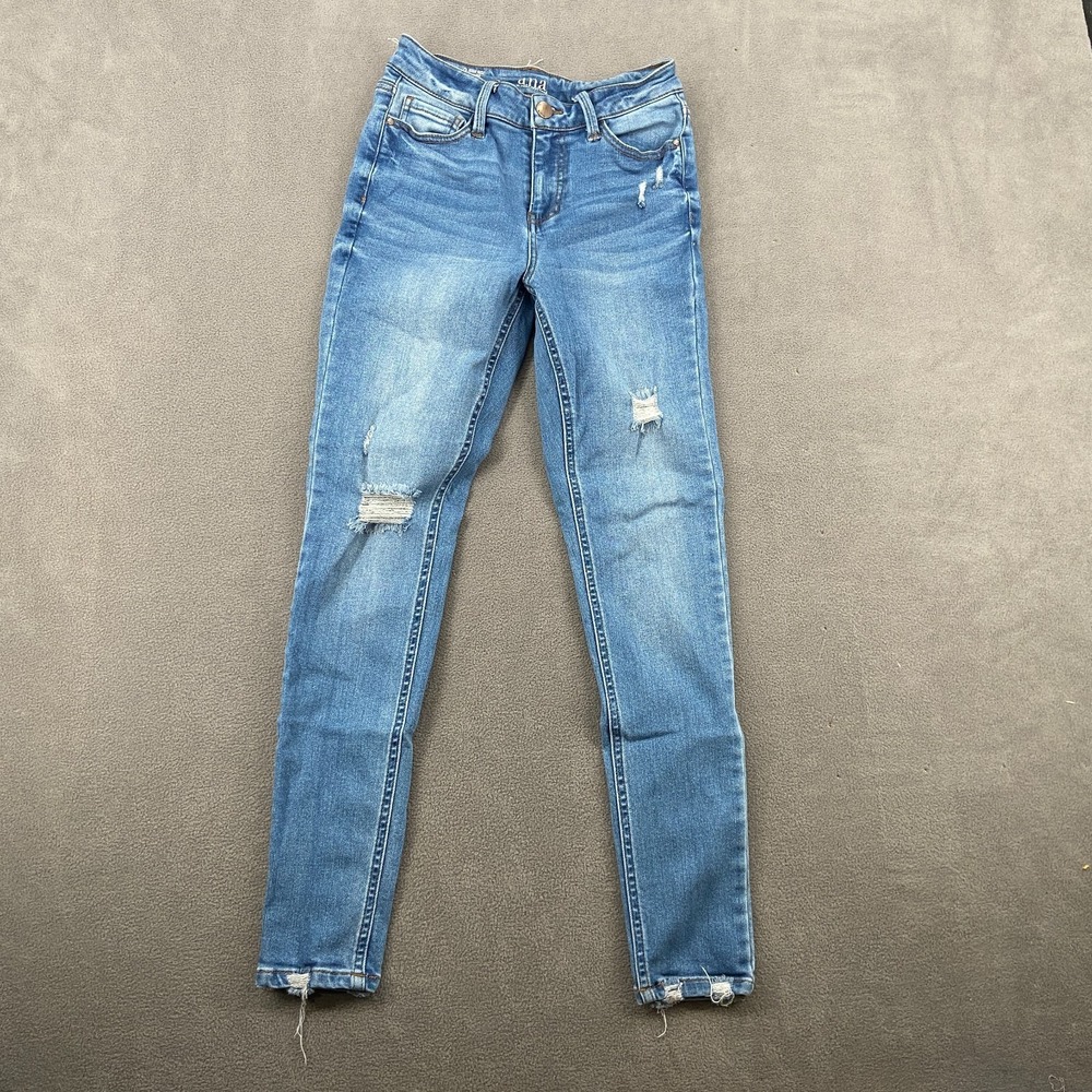 a.n.a A New Approach Jegging Jeans Womens 2 Blue High Rise Skinny Leg Distressed